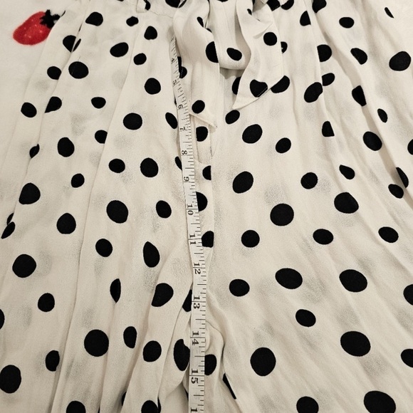 F21 Polka Dot Wide Leg Tie Waist Trouser M Black / White - Picture 6 of 7